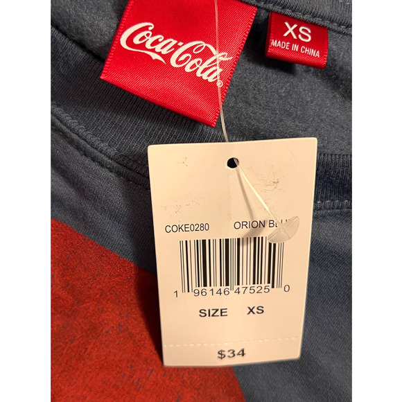 Coca-Cola Sweatshirt with Polar Bears Size XS NWT Orion Blue Red 23" Long‎ x 16" - Picture 5 of 5